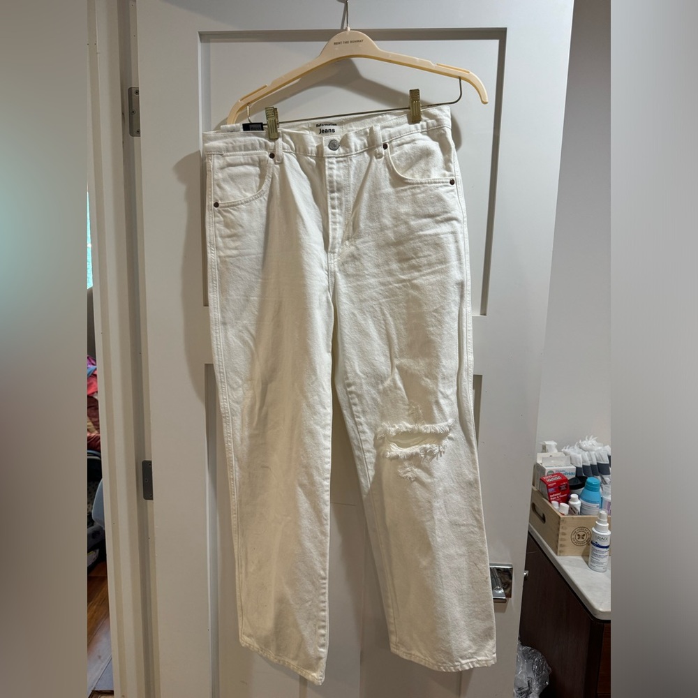 Reformation Cowboy Straight High Rise White Denim NWOT